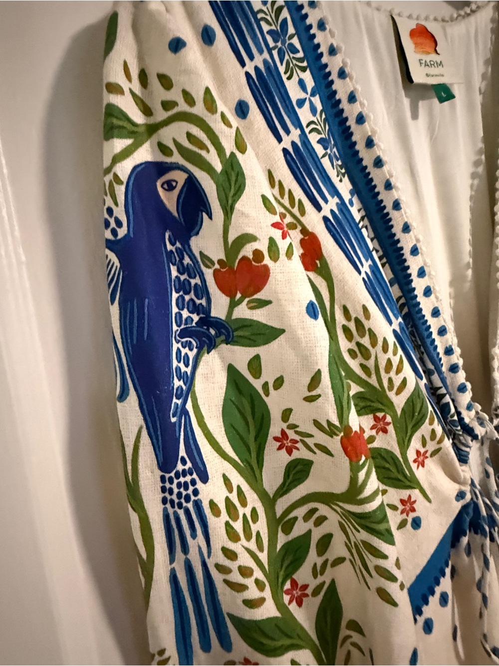 FARM Rio Cream Midi Dress with Blue & Green Botanical Print - Picture 6 of 15